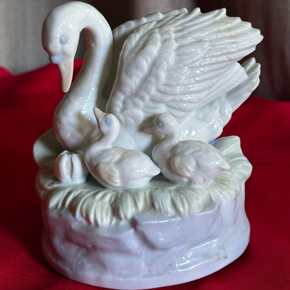 Vintage Swan with Babies Music Box by House of Global Art